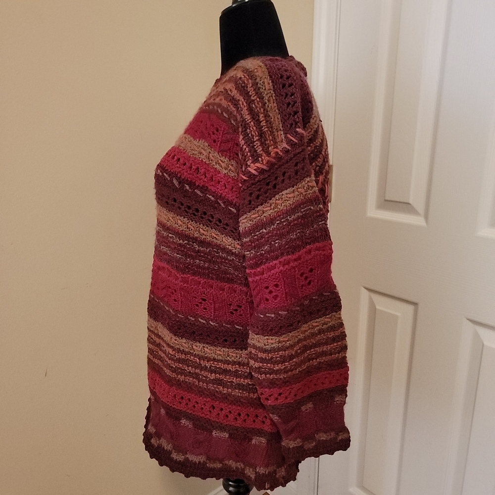 L.L. Bean Vintage Multicolor Blend Crochet Sweater Size L - Picture 3 of 8